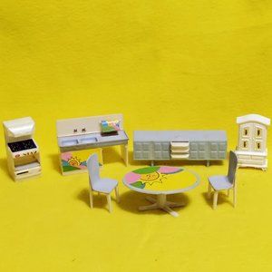 Vintage Blue and White Plastic Dollhouse Furniture